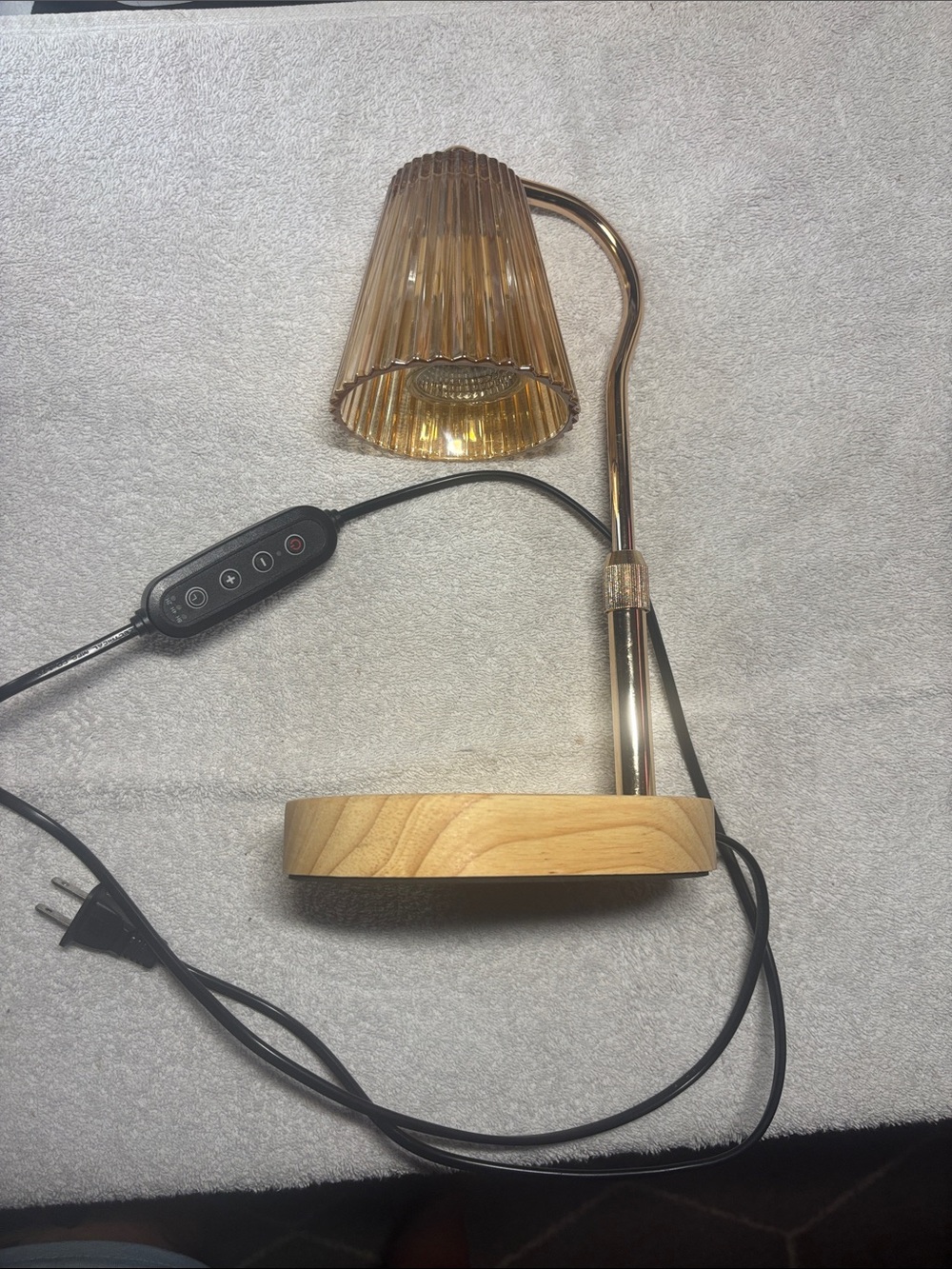 Source Unknown Amber Glass and Wood Accent Lantern Lamp